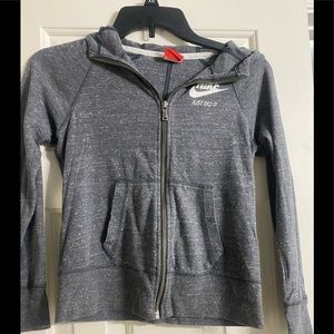 Nike girls gray hooded zip up youth medium